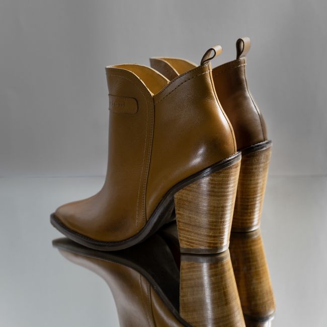 Rustic Rattan Ankle Boots - Mustard