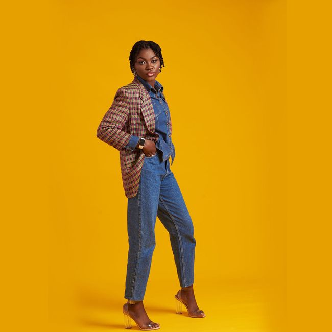 Tailored Rattan Denim Jacket - Navy