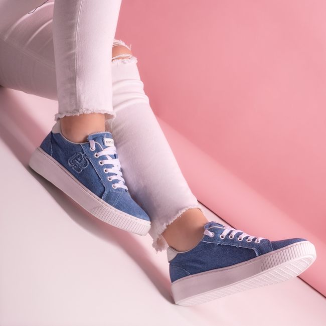 Woven Leather Trainers - Navy