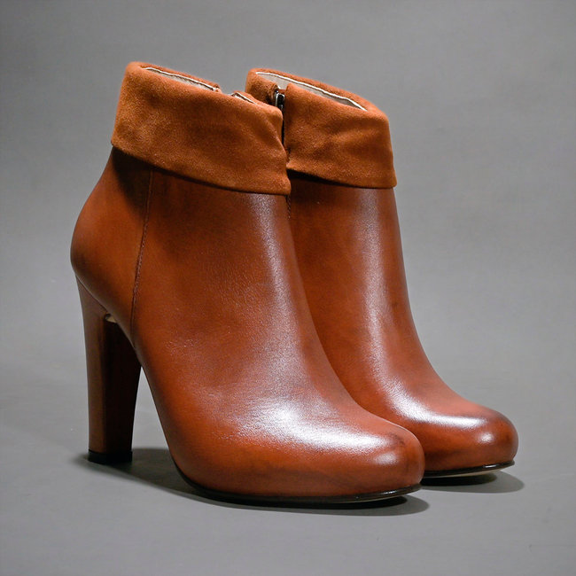 Rustic Cotton Ankle Boots - Terracotta