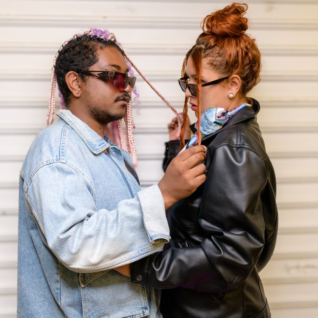 Hand-Dyed Leather Denim Jacket
