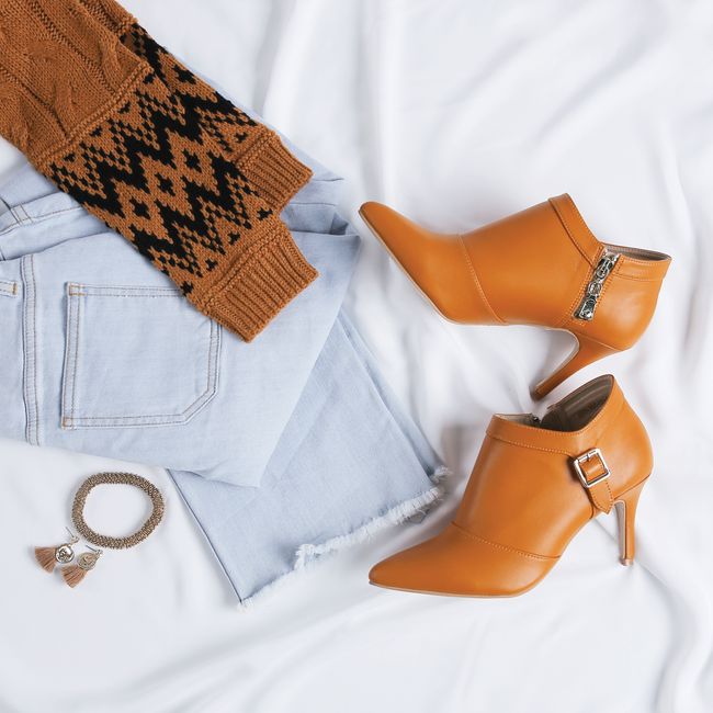 Rustic Velvet Ankle Boots - Terracotta