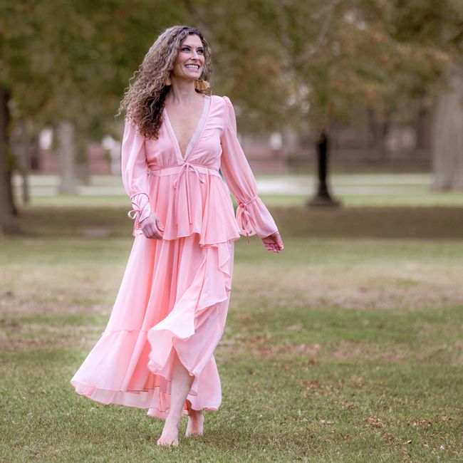 Pleated Cotton Dress - Blush